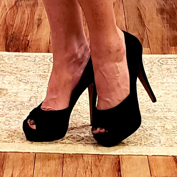 Aldo Suede Peep Toe Heels - Picture 2 of 6